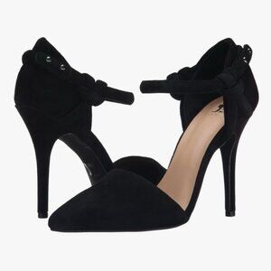Joe’s Jeans Black Suede Knot Strap Heels – Pointed Toe – Size 8